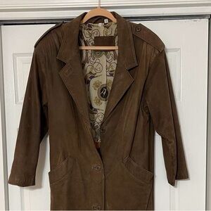 Hunt Club Brown Women's Leather Trench Coat